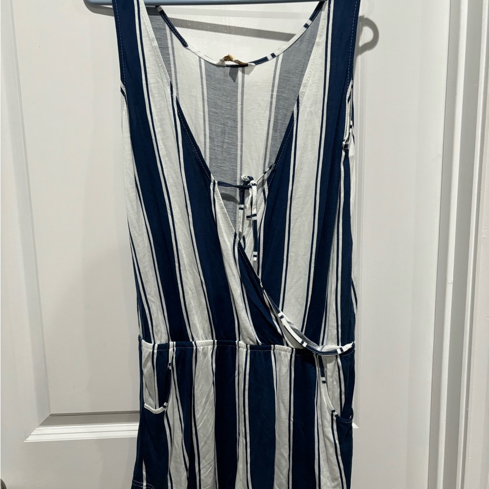All For Color Navy and White Romper/ Beach Cover Up, Sz M